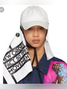 Auth Raf Simons White Joy Division Atmosphere Baseball Cap SS18 With Attachments